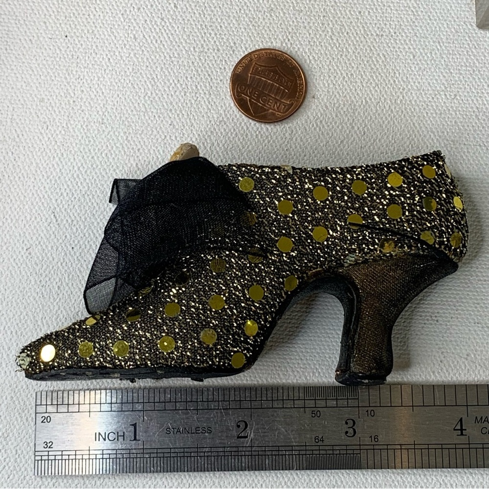 Miniature Victorian Shoe High Heel Slipper Sequins Cameo Bow Glam Decoration 4.2 - Picture 15 of 16